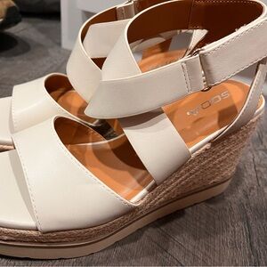 Soda Women's Cream Wedge Sandals